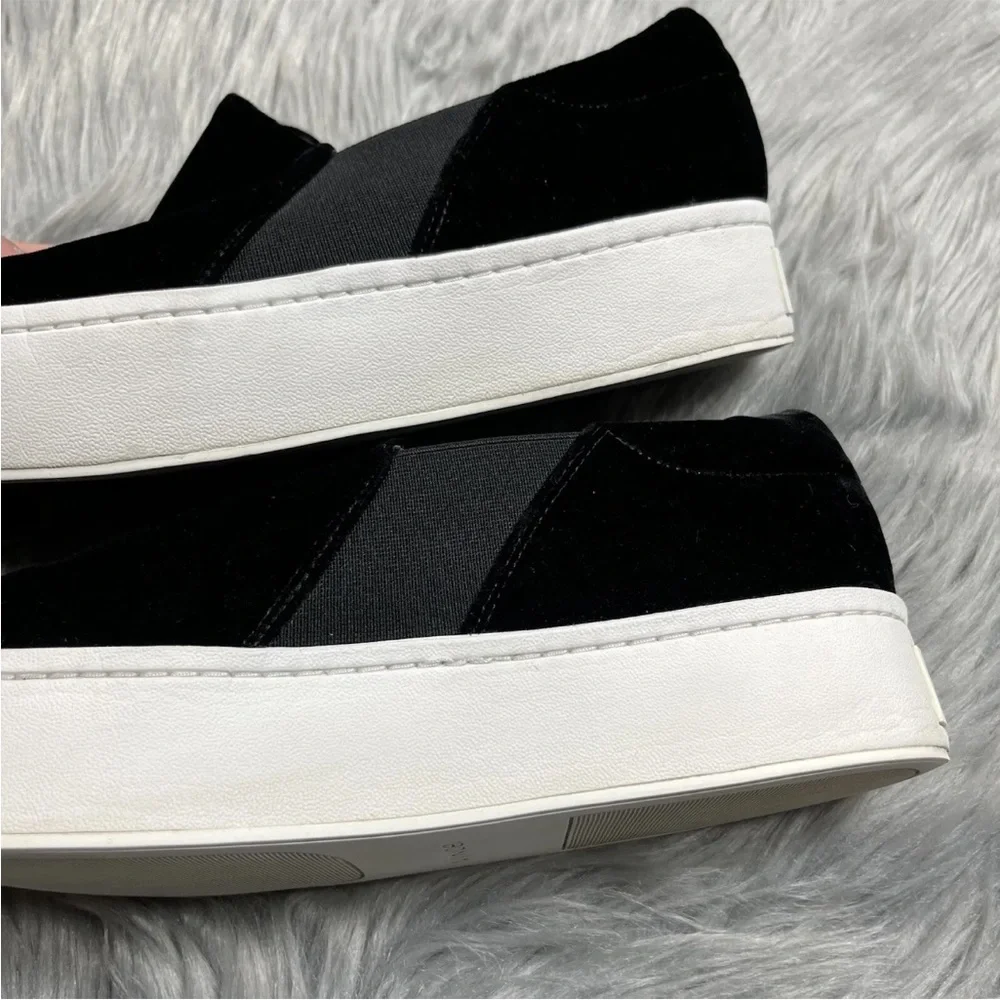 Vince Warren Black Velvet Platform Slip On Sneakers Size 7 M